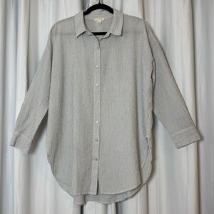Eileen Fisher Organic Cotton Tencel Button Up Shirt Womens Large